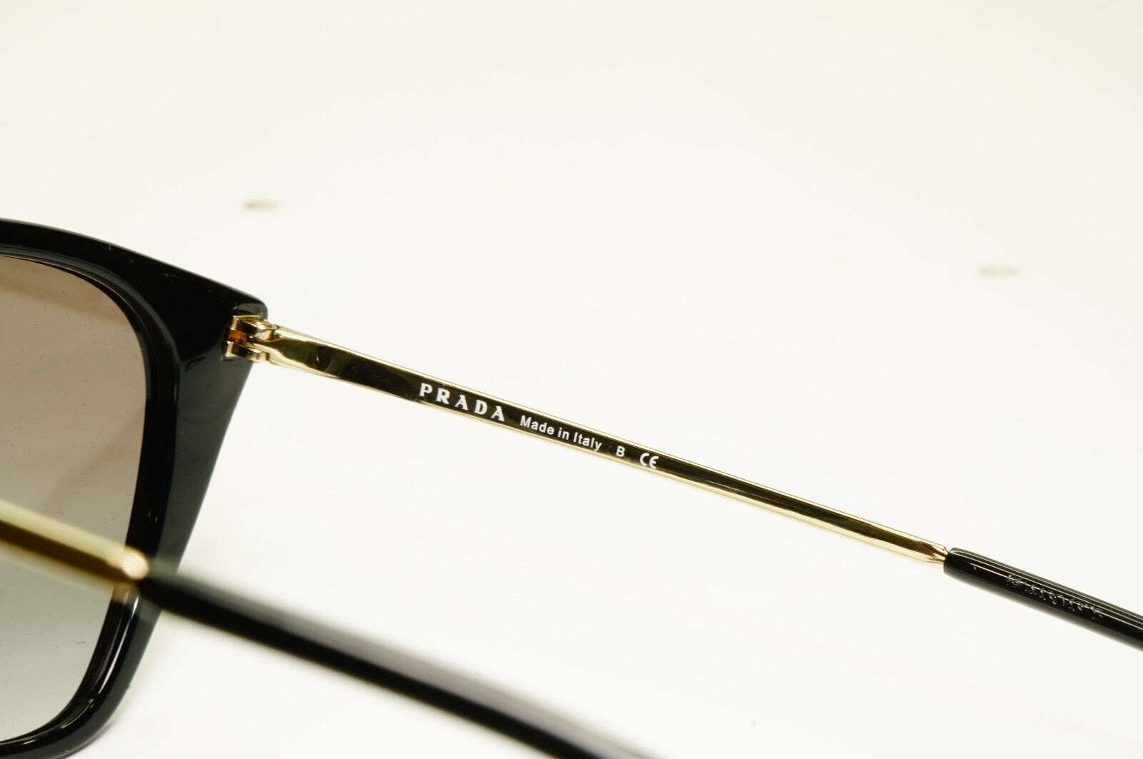 Prada Gold Black Sunglasses Smoke Grey Gradient Square SPR 12X 1AB-0A7 PR12XS A