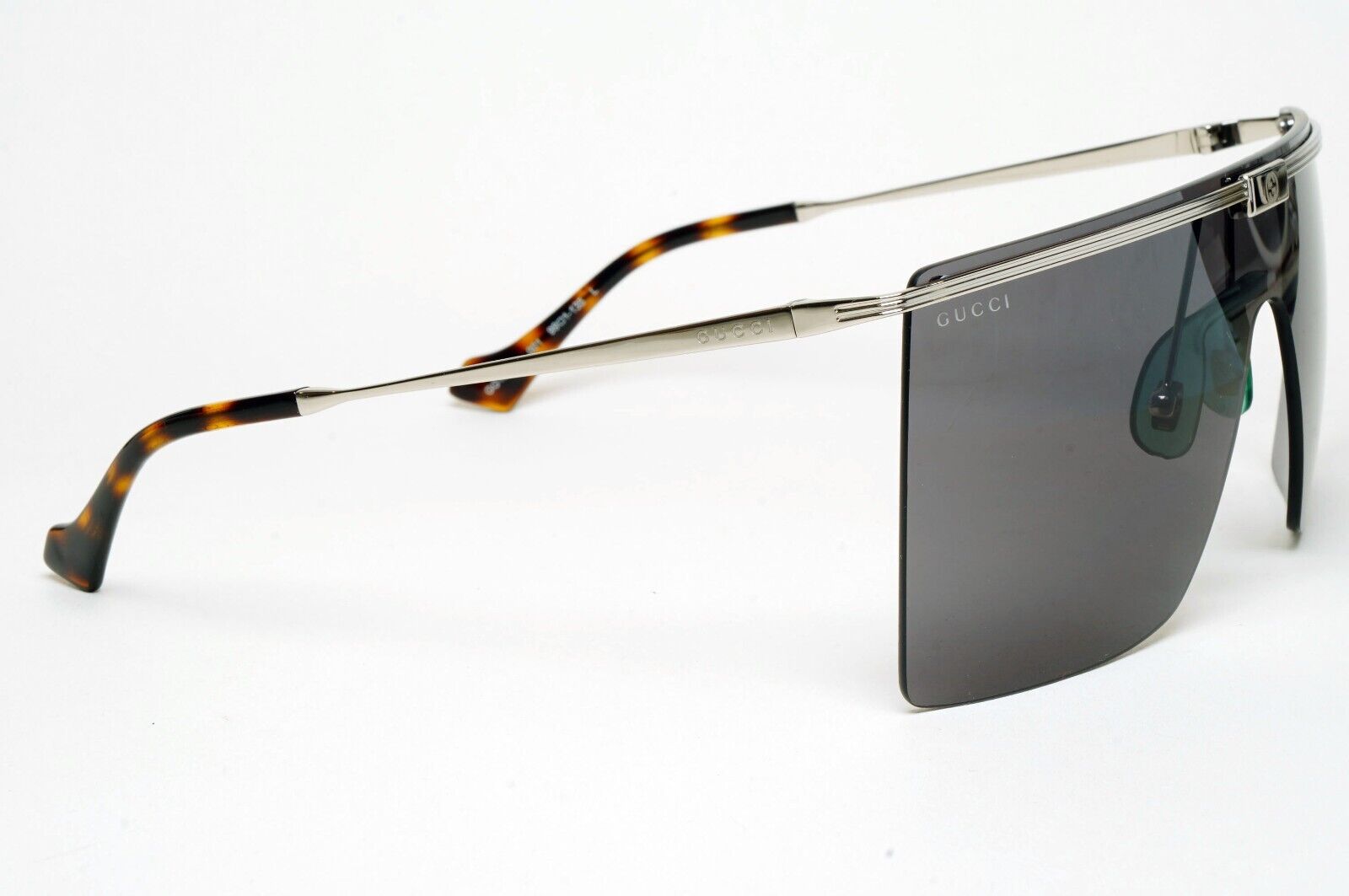 Gucci Sunglasses 2022 Silver Black Shield Visor Square Unisex GG1096S 001 180125