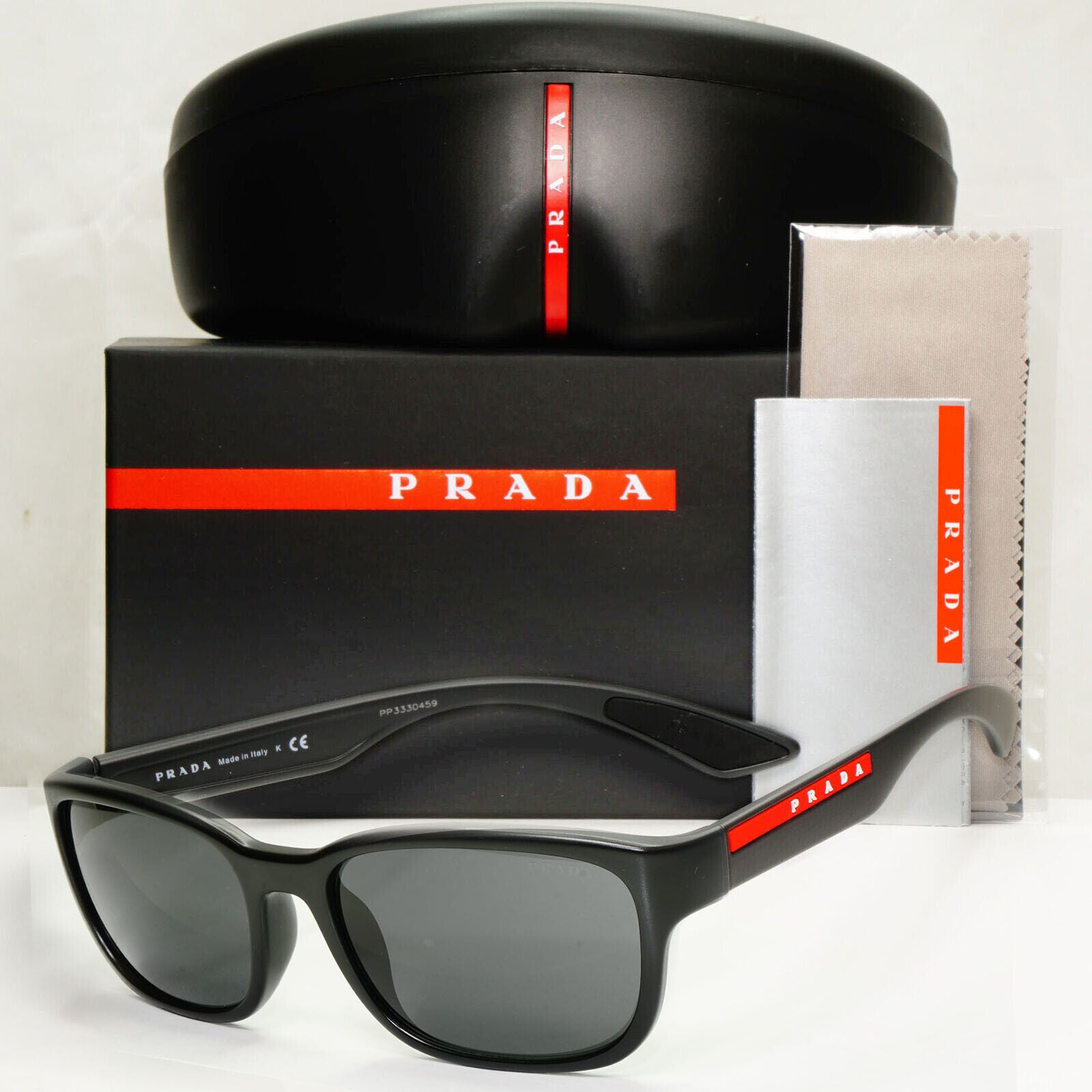 Prada Sunglasses Black Demishiny Square Sport PS05VS SPS 05V-F 1BO-5S0 59mm