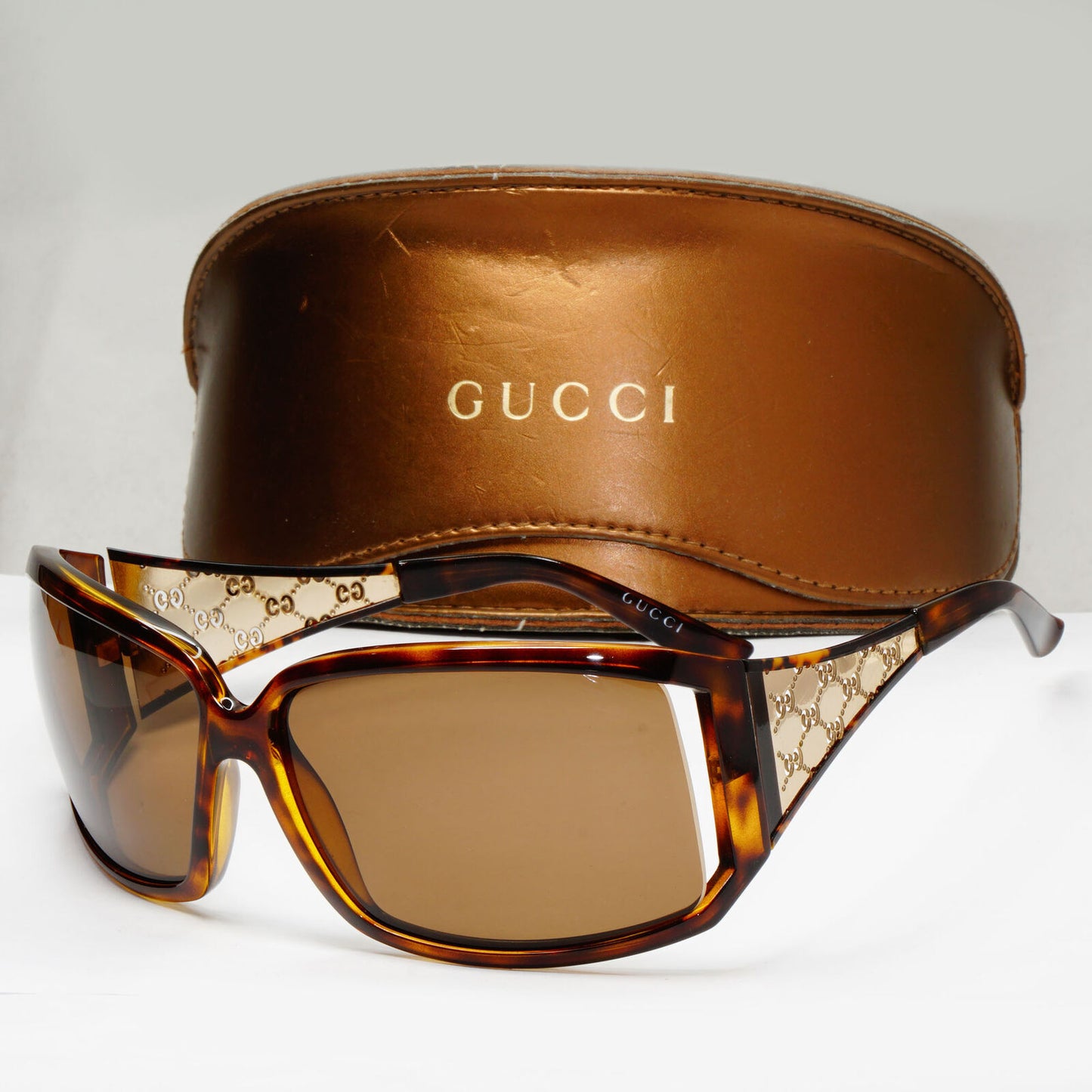Gucci 2006 Sunglasses Monogram Vintage Gold Brown Square GG 2999/S NHOK1 280323