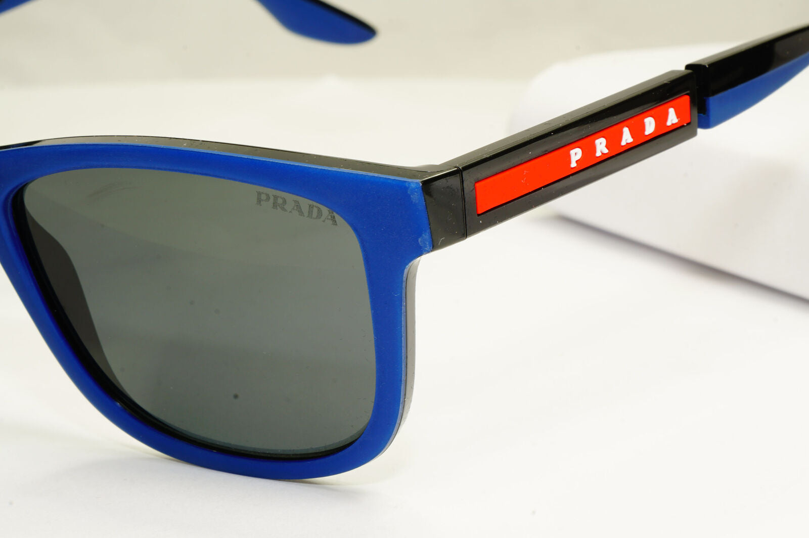 Prada Sunglasses Blue Black Square Red Stripe Mens SPS 04X 02S-06F PS04XS