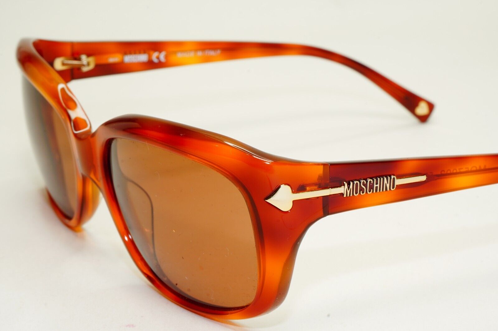 Moschino Sunglasses 2005 Vintage Brown Tortoise Gold Arrows MO570 03 101124