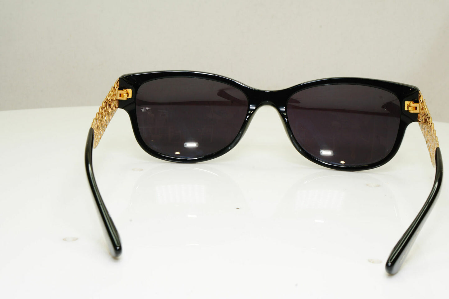 Authentic Dolce & Gabbana Gold Flowers Black Womens Sunglasses DG 3185 501 30209