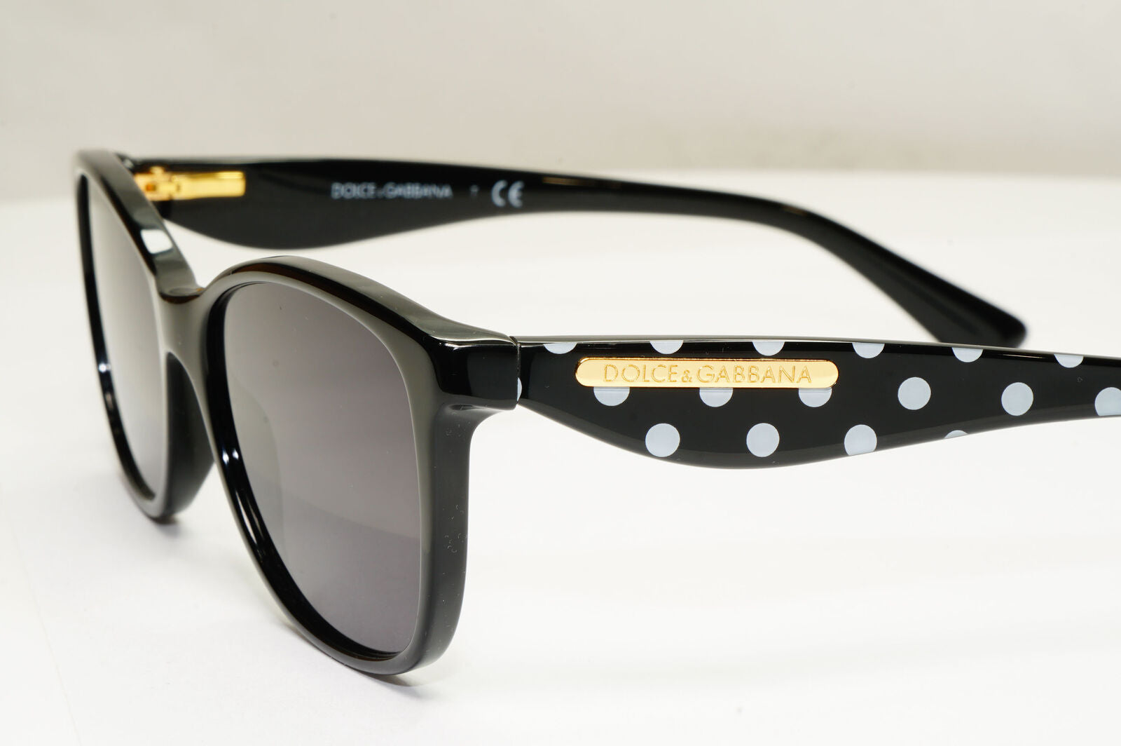 Dolce & Gabbana Black Sunglasses Polka Dot Gold Square DG 3174 2877 250123