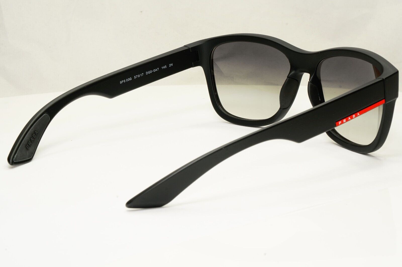 Prada Black Sunglasses Squre Grey Gradient Red Stripe PS03QS SPS 03Q DG0-0A7