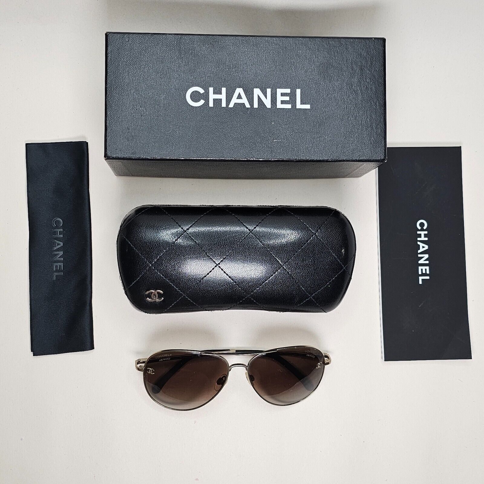 Chanel Sunglasses Polarized Titanium Gold Brown Pilot 4189-T-Q c.395/S9 091124