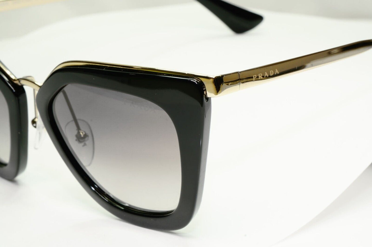 Prada Cinema Black Sunglasses Gold Square Gradient Grey PR53SS SPR 53S 1AB-0A7