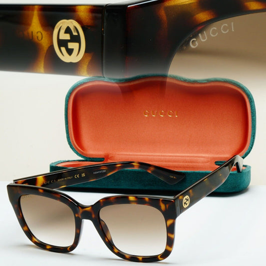 Gucci Sunglasses 2023 Brown Tortoise Square Gold GG1338S 003 54mm 110225