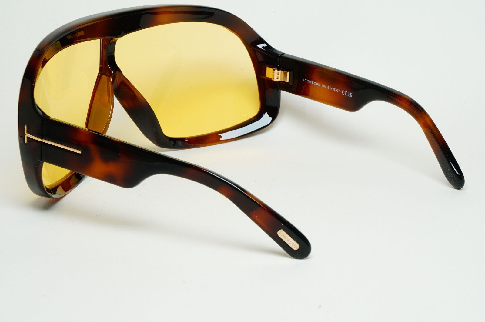 Tom Ford Sunglasses Cassius Brown Tortoise Yellow Wrap Visor FT0965 TF 965 52E