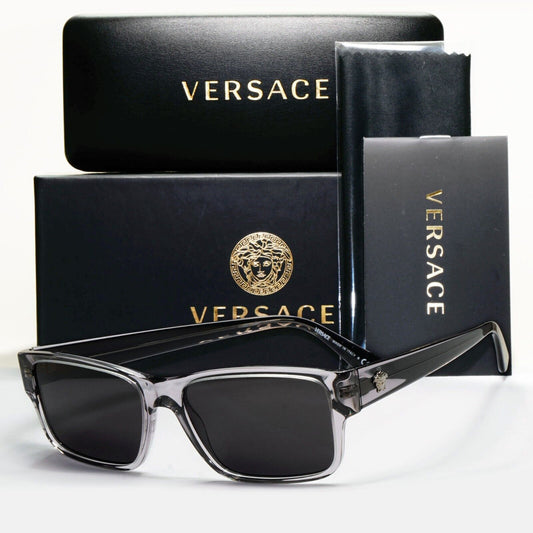 Versace Sunglasses Grey Transparent Black Square Medusa MOD 3342 593 57mm