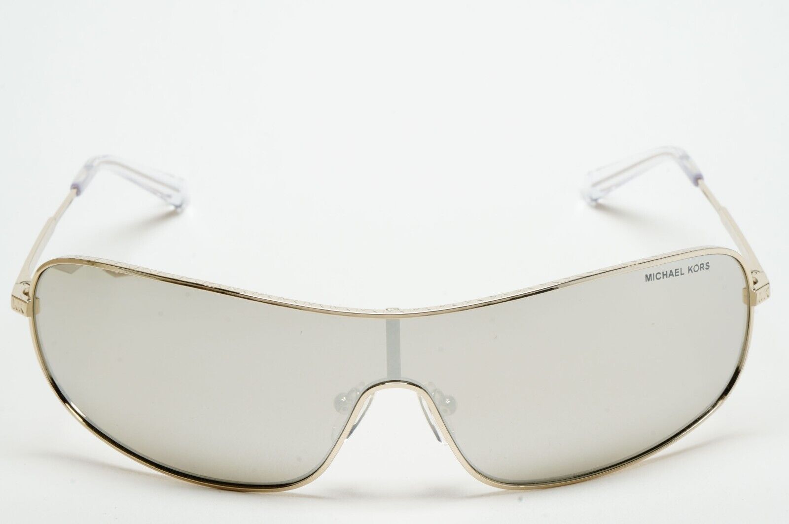 Michael Kors Sunglasses Light Gold Silver Mirror Shield Metal MK 1139 Aix 10146G
