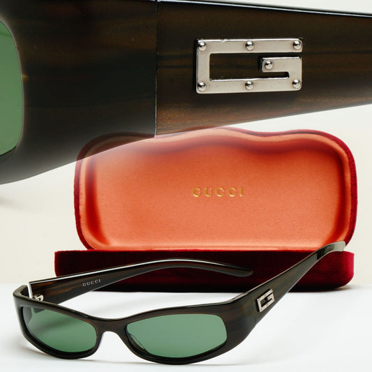 Gucci Sunglasses 1997 Vintage Slim Rectangle Brown Green GG 1483/S AD6 130225