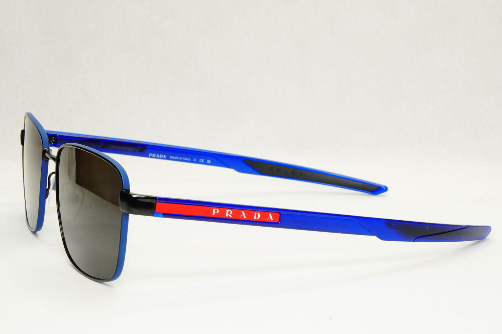 Prada Sunglasses Black Blue Square Red Stripe PS54OV VPS 54O 16C-1O1 57mm