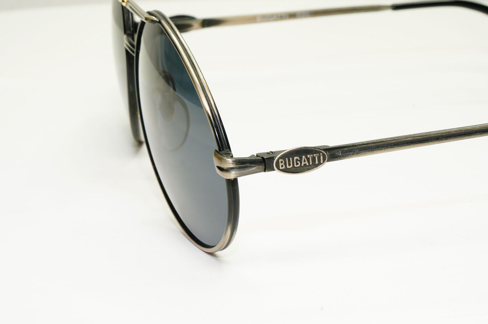 Bugatti 1980s France Sunglasses Vintage Pilot Grey Gunmetal 02943 261022