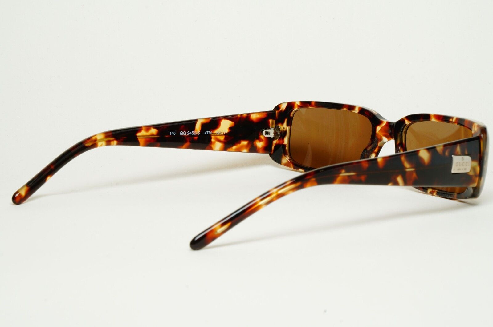 Gucci Sunglasses 1998 Vintage Brown Tortoise Rectangle GG 2450/S 4TM 52mm 120125
