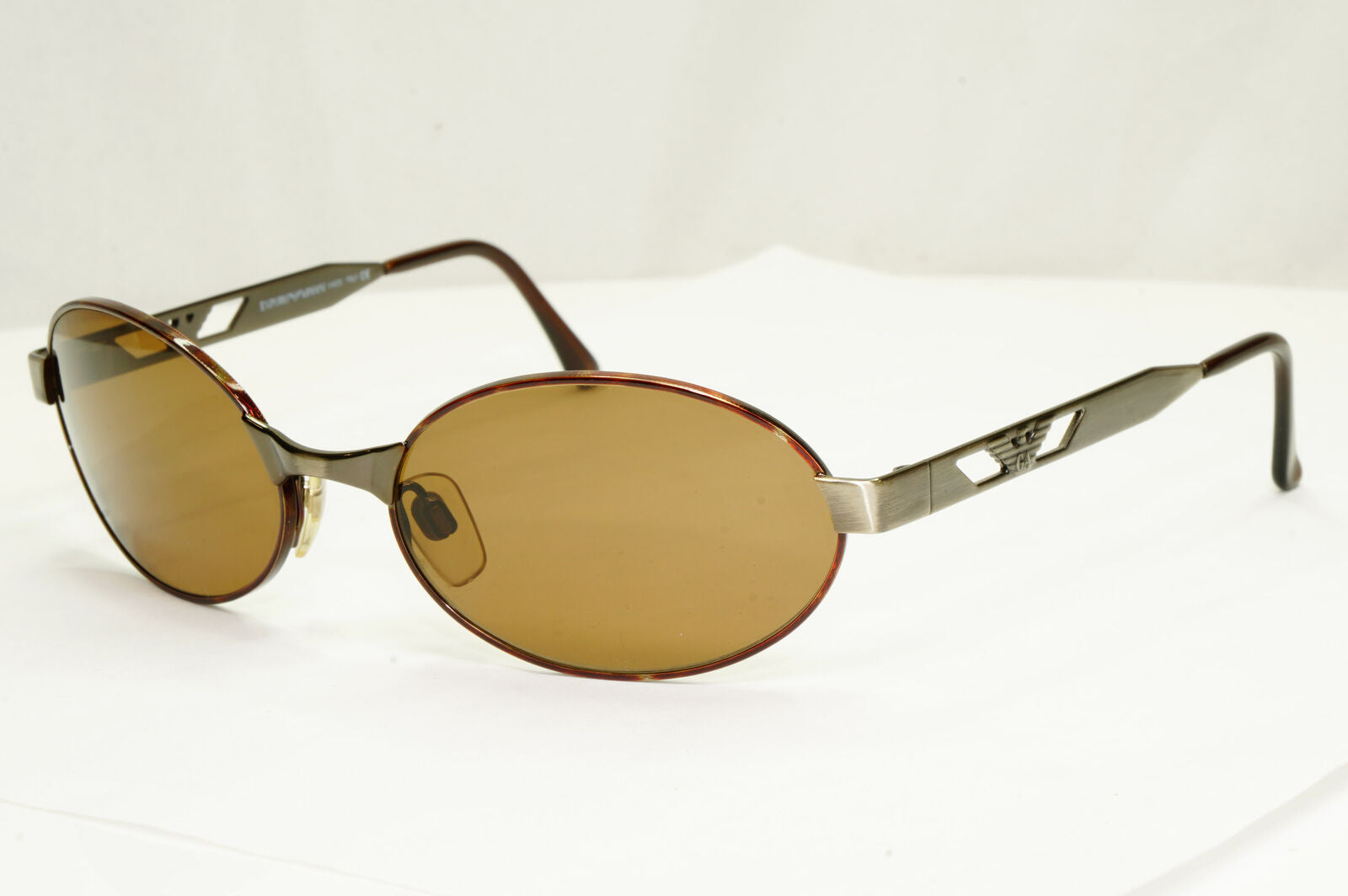 Emporio Armani 1997 Vintage Sunglasses Mens Brown Brushed Silver Eagle 052-S 973