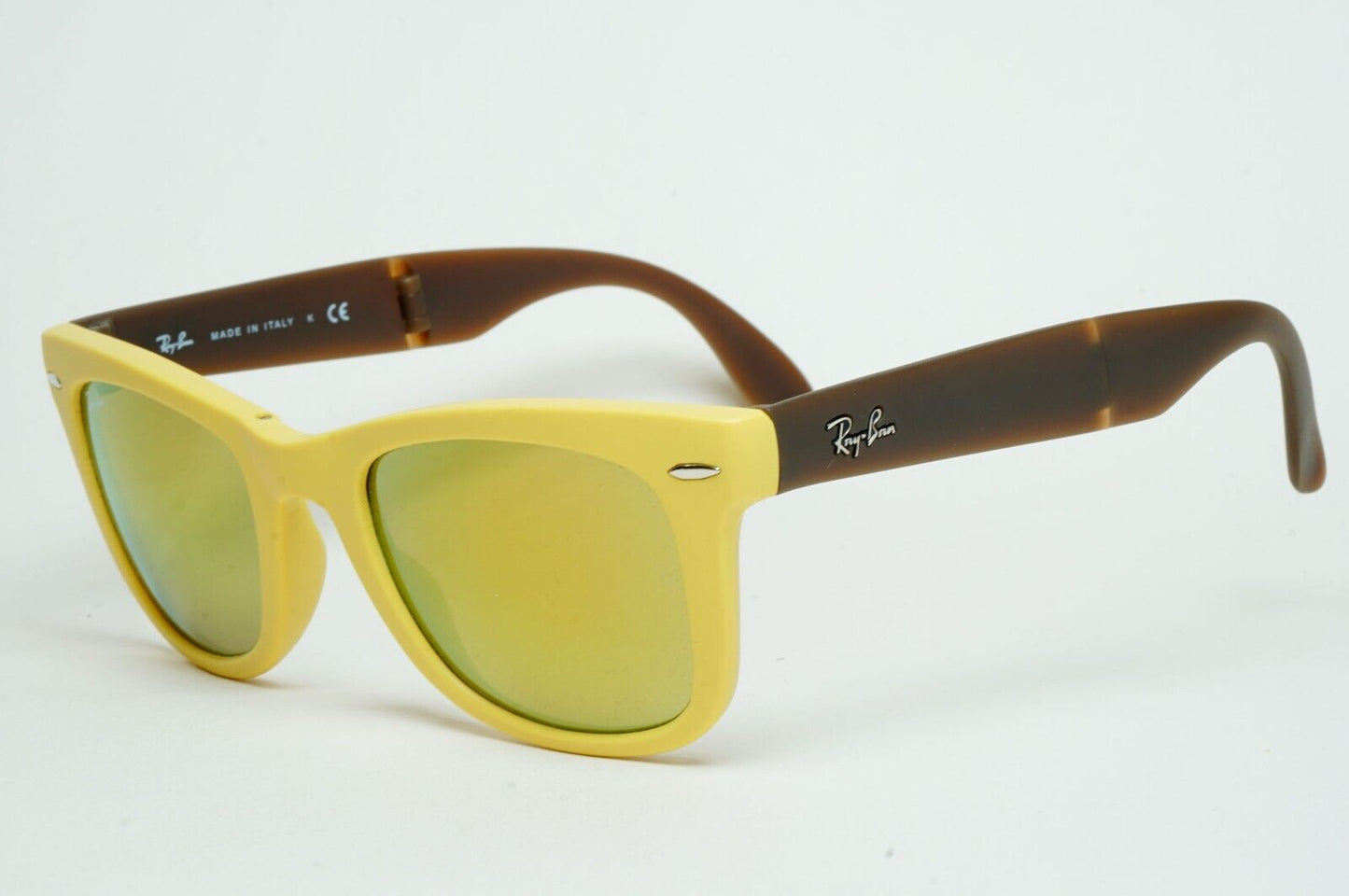 Ray-Ban Sunglasses Folding Wayfarer Yellow Mirror Brown RB 4105 6051/93 50mm