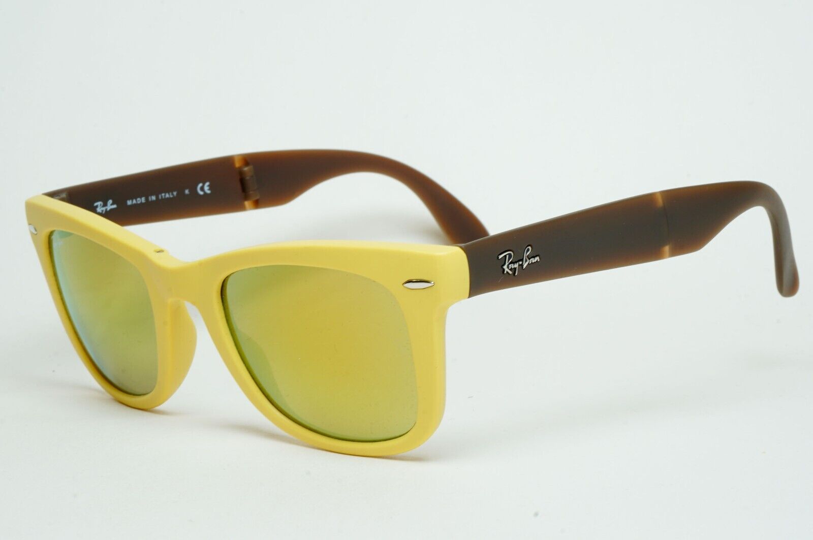 Ray-Ban Sunglasses Folding Wayfarer Yellow Mirror Brown RB 4105 6051/93 50mm