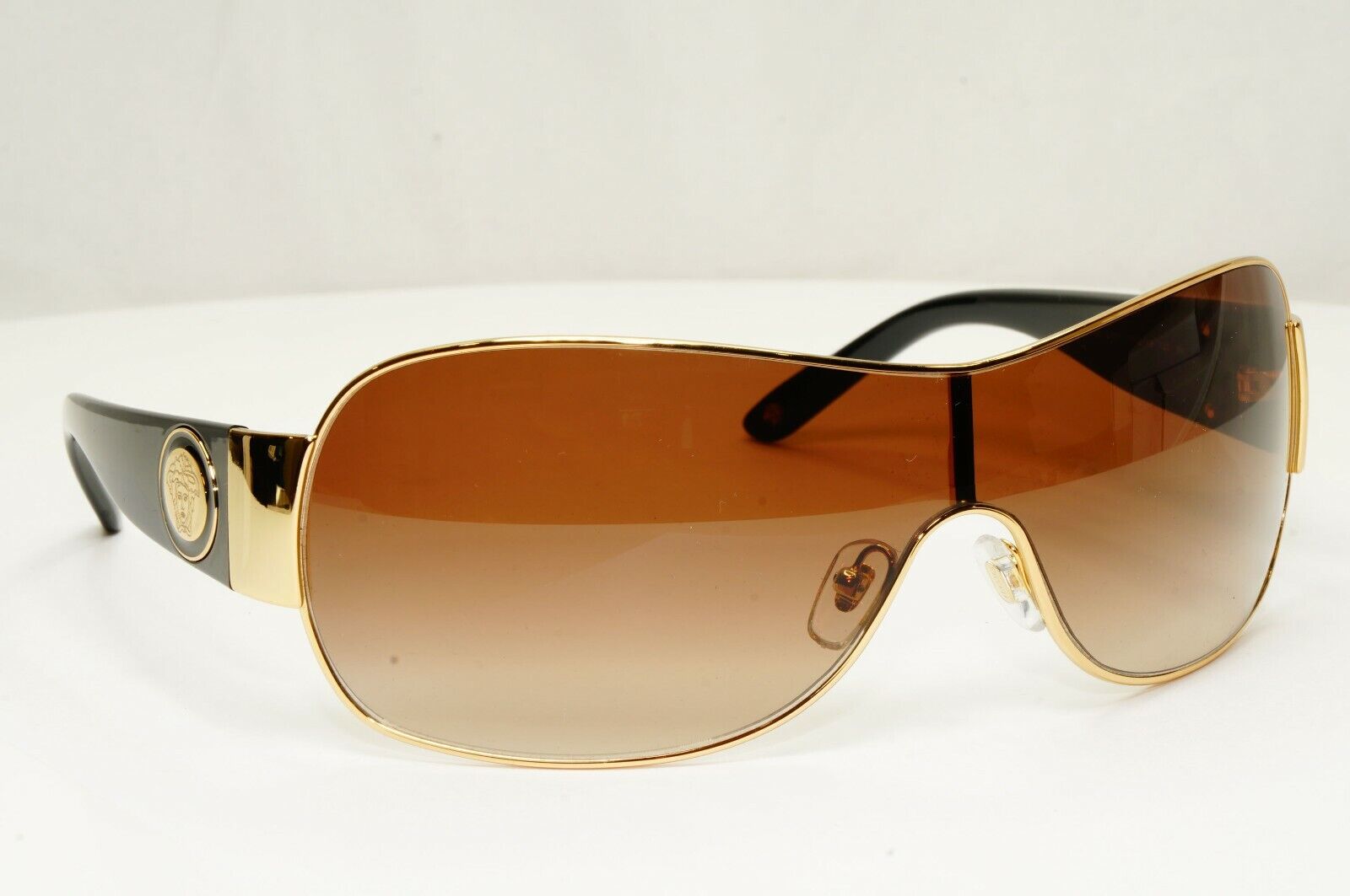 Authentic Versace Mens Womens Gold Shield Visor Medusa Sunglasses 2101 1002/13