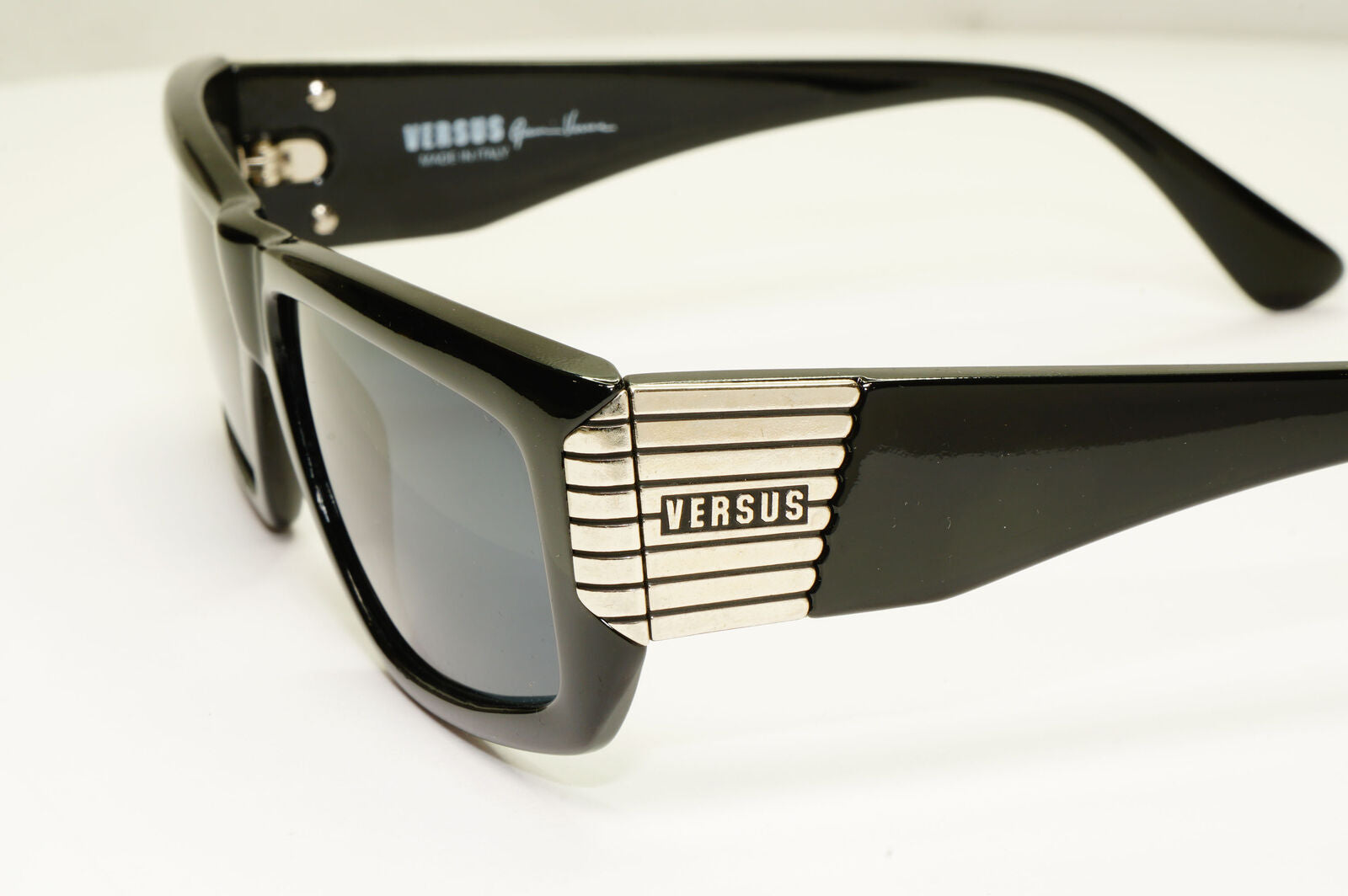 Versus 1995 Vintage Black Silver Sunglasses by Gianni Versace MOD EZ7 COL 852