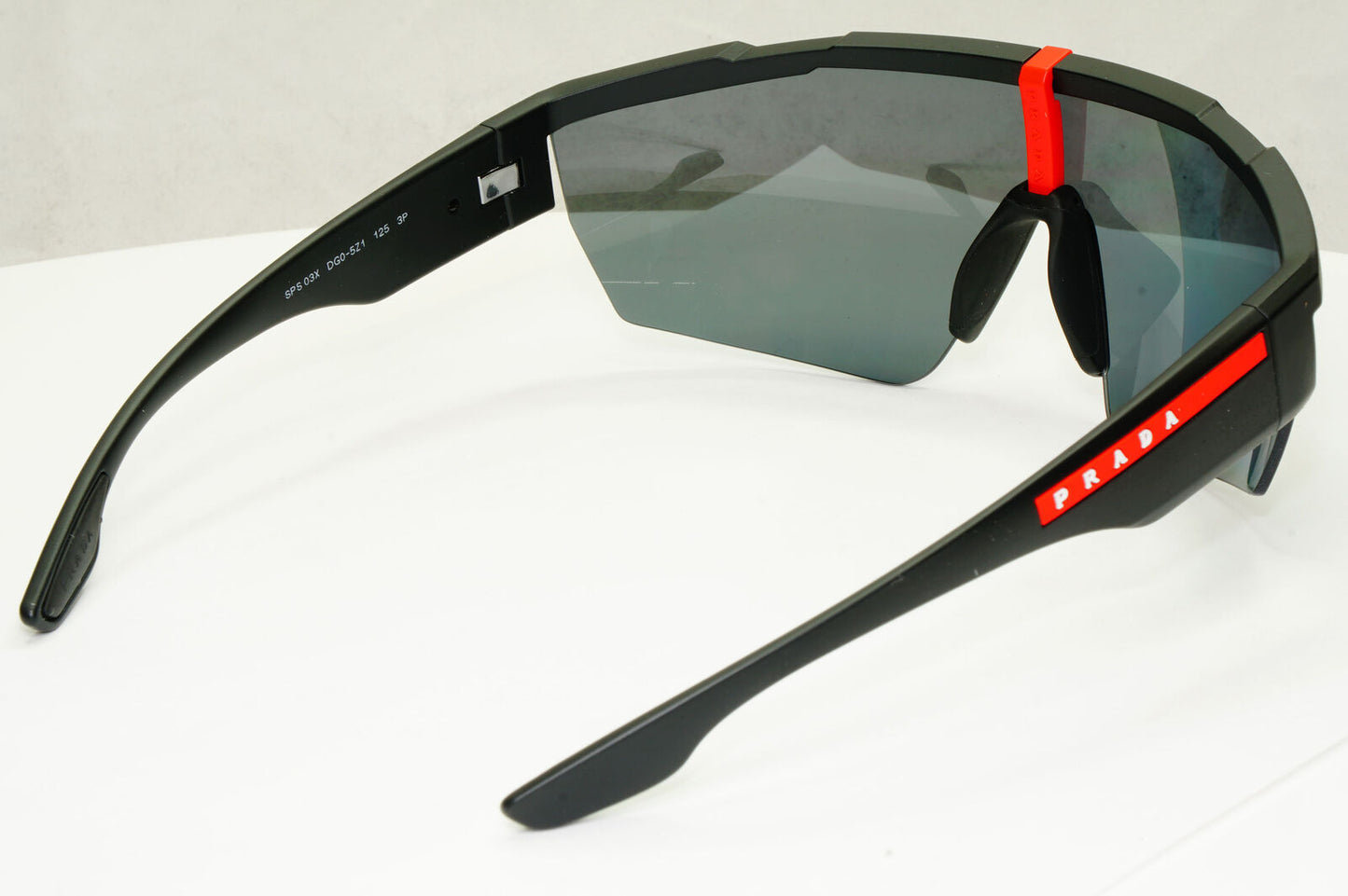 Prada Polarized Sunglasses Shield Visor Wrap Red Stripe PS03XS SPS 03X DG0-5Z1