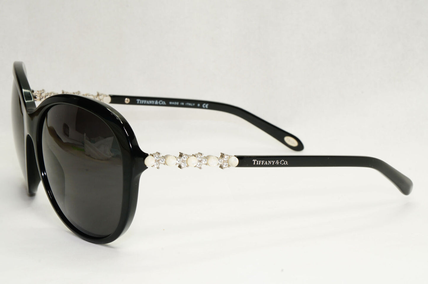 Tiffany & Co Sunglasses Black Pearl Crystal Silver TF 4104-H-B 8001/9S 050124