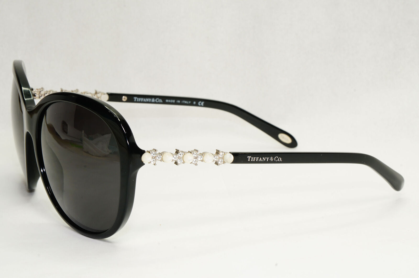 Tiffany & Co Sunglasses Black Pearl Crystal Silver TF 4104-H-B 8001/9S 050124