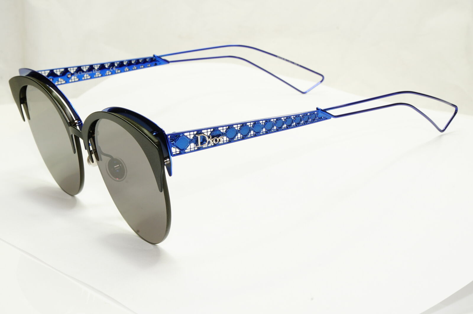 Authentic Dior Womens Metal Sunglasses Black Blue Grey Diorama Club G5V2K