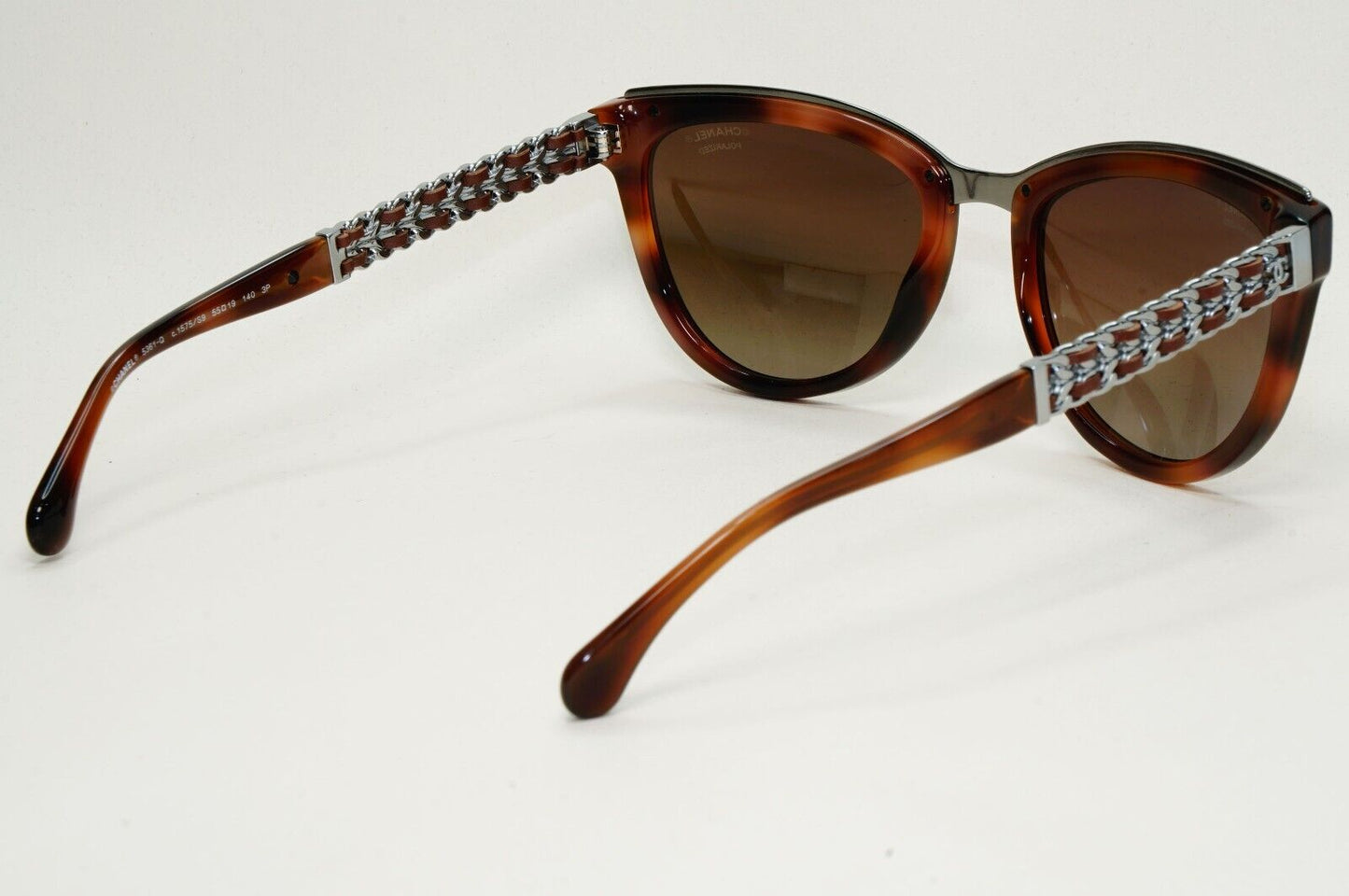 Chanel Sunglasses Polarized Brown Gradient Silver Leather Chain 5361-Q c.1575/S9