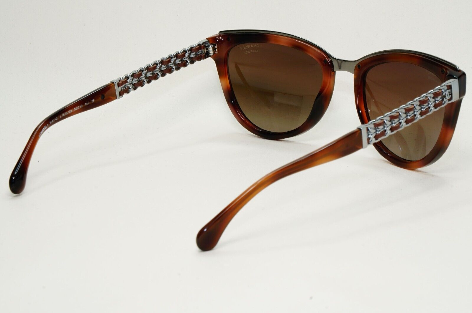 Chanel Sunglasses Polarized Brown Gradient Silver Leather Chain 5361-Q c.1575/S9