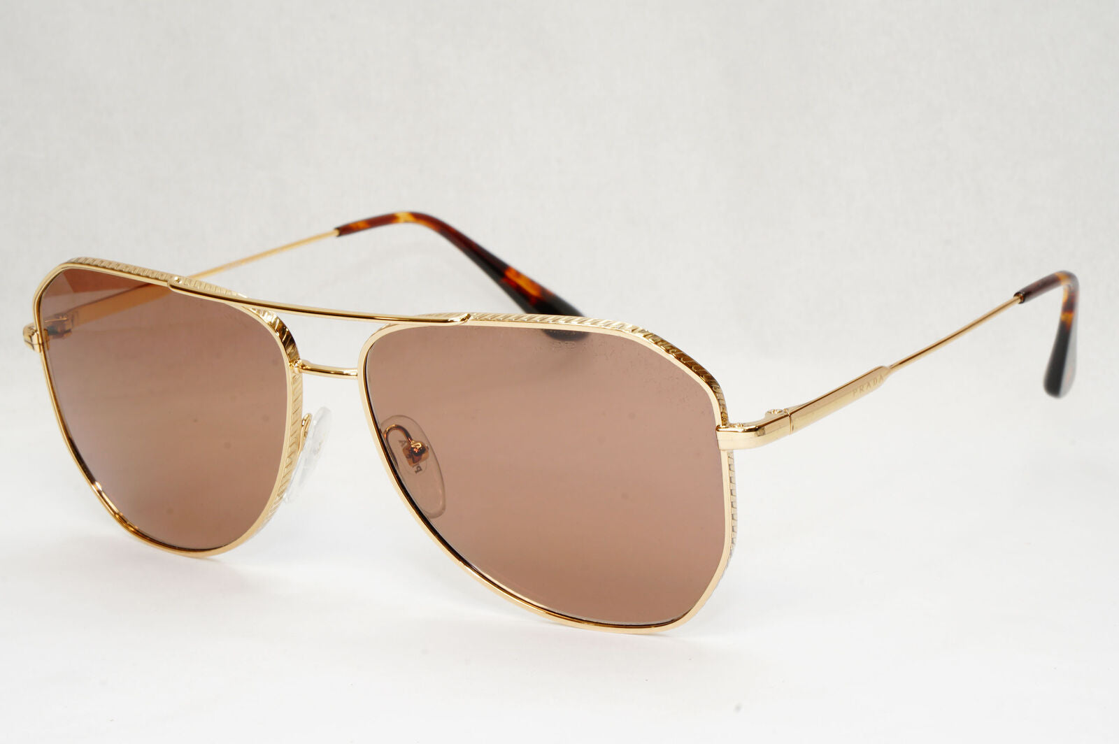 Prada Sunglasses Glass Lens Gold Brown Pilot Metal PR63XS SPR 63X 5AK-05D 58mm