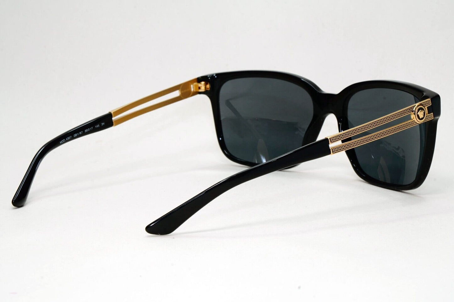 Versace Sunglasses Black Square Gold Medusa Meander MOD VE 4307 GB1/87 58mm
