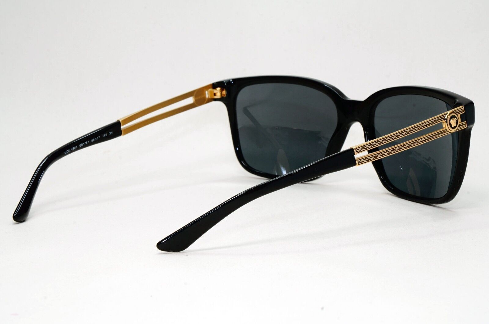 Versace Sunglasses Black Square Gold Medusa Meander MOD VE 4307 GB1/87 58mm