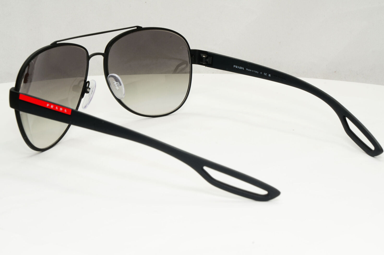 Prada Black Sunglasses Pilot Grey Gradient Sport Rubber PS55QS SPR 55Q DG0-0A7