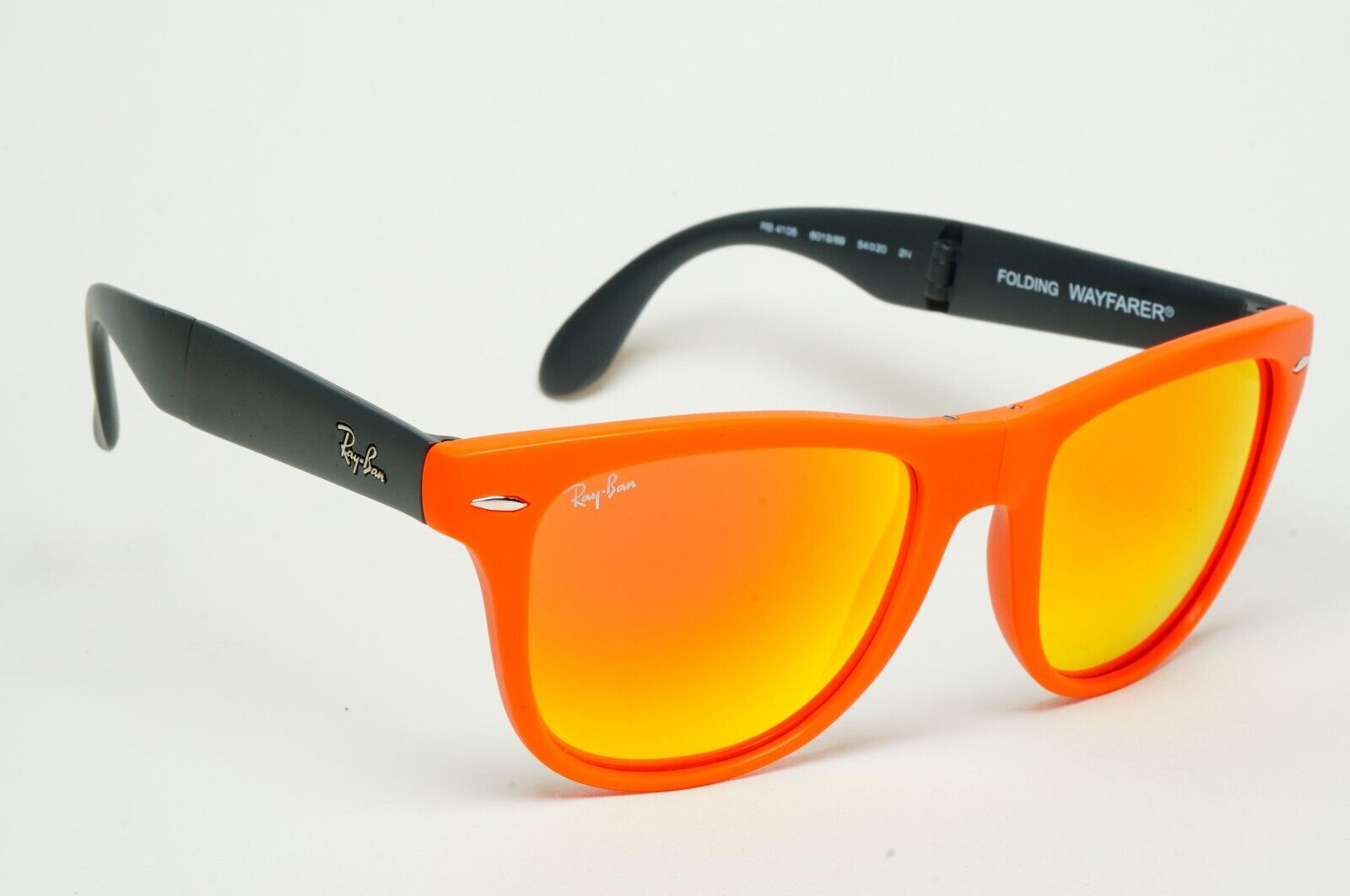 Ray-Ban Sunglasses Folding Wayfarer Orange Mirror Black RB 4105 6019/69 54mm