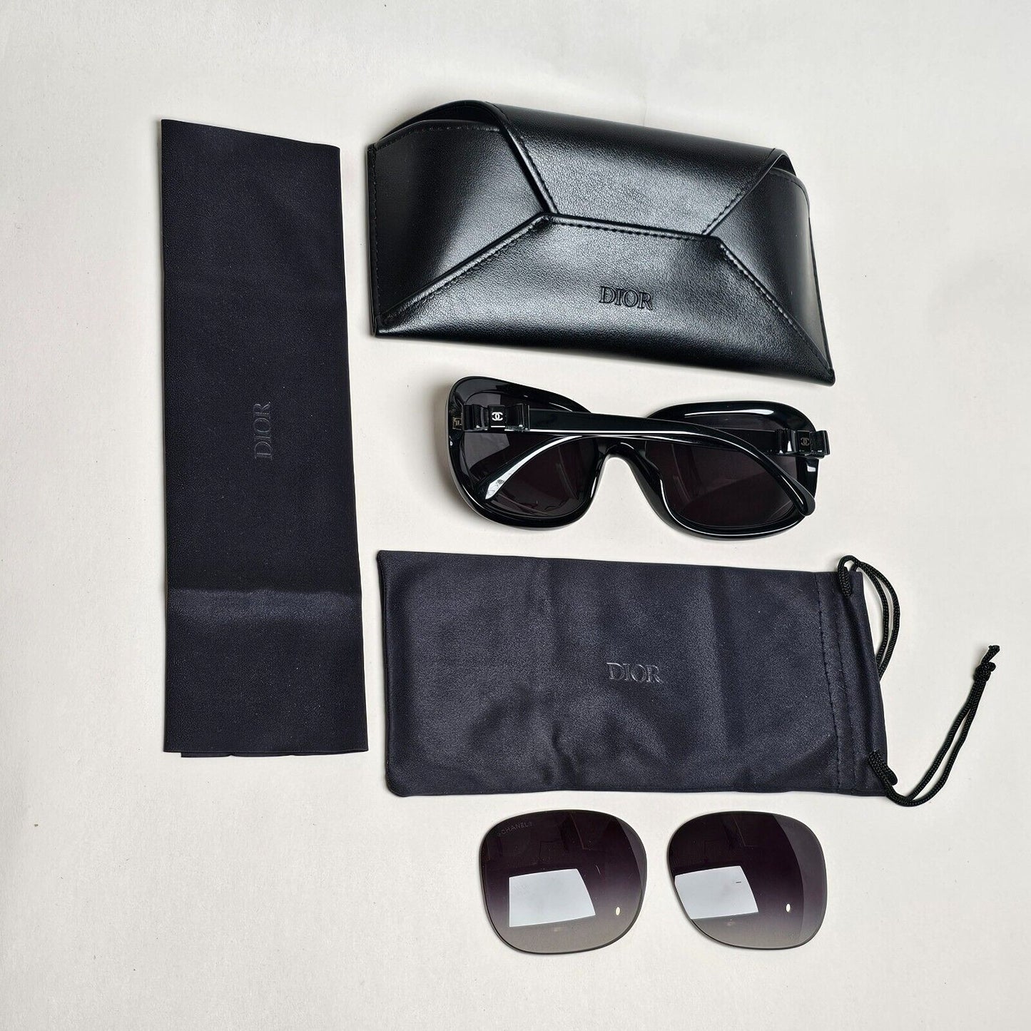 Chanel Sunglasses Leather Bow Black Glossy Square 5280-Q c501/S6 261124