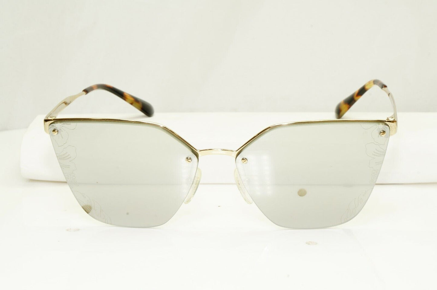 Authentic PRADA Womens Gold Silver Sunglasses Cinema Floral SPR 68T ZVN-121