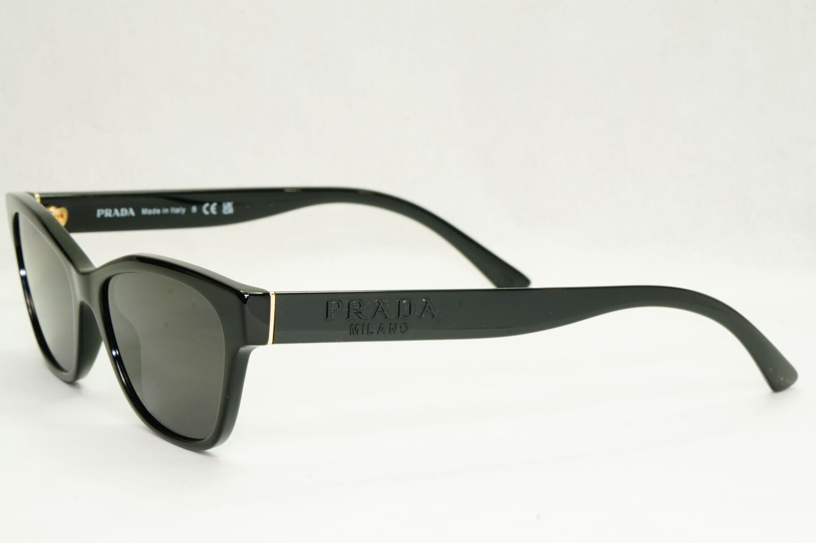 Prada Sunglasses Black Glossy Rectangle Fashion PR03WV VPR 03W 1AB-1O1 51mm