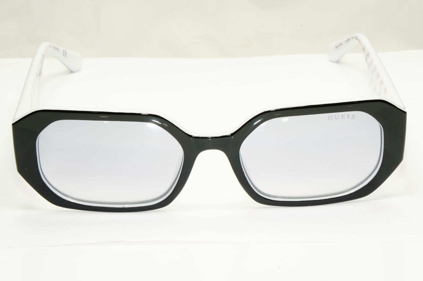 Authentic Guess Womens Black Silver Rectangle Big Logo Sunglasses GU 7694 01C