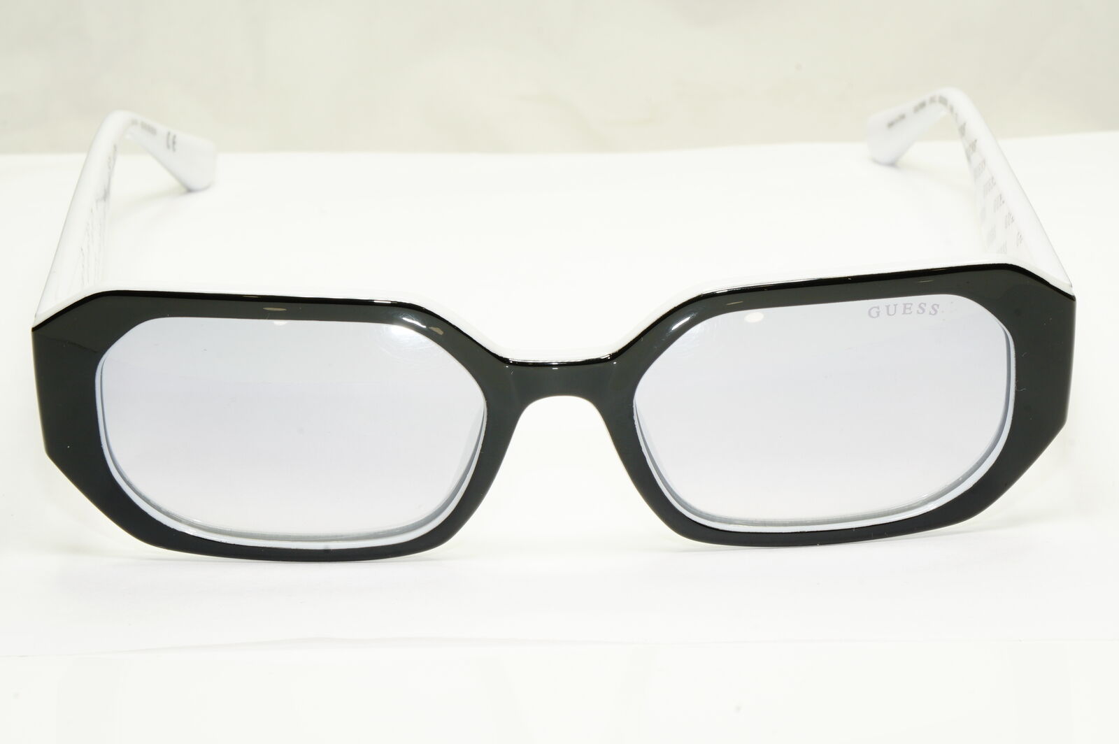 Authentic Guess Womens Black Silver Rectangle Big Logo Sunglasses GU 7694 01C