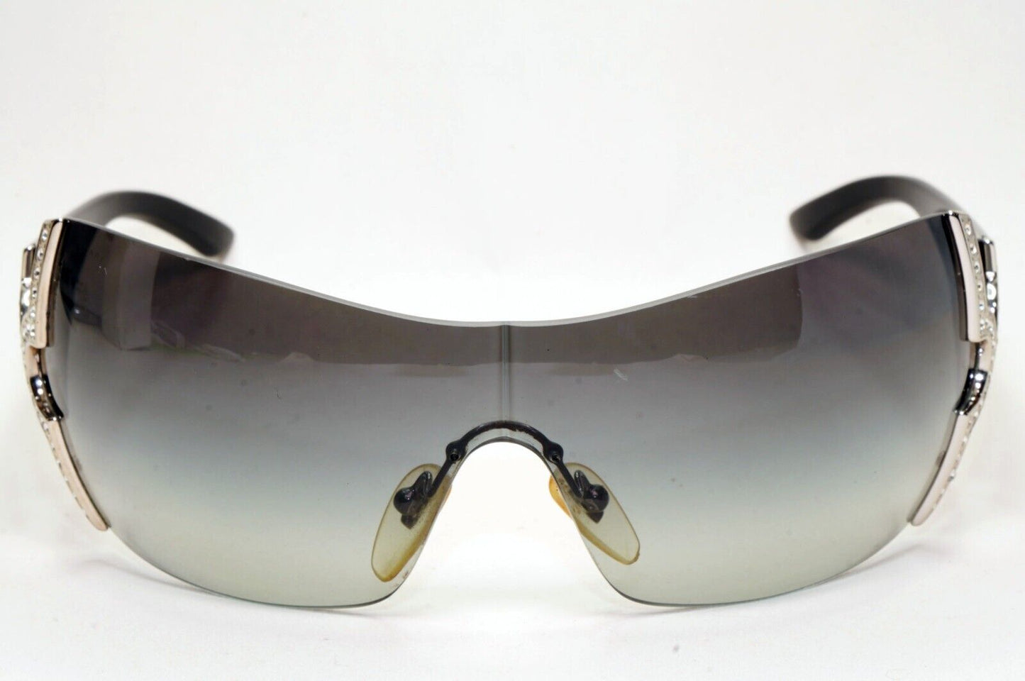 Bvlgari Sunglasses 2008 Vintage Large Shield Black Silver 651-B 939/8G 021124
