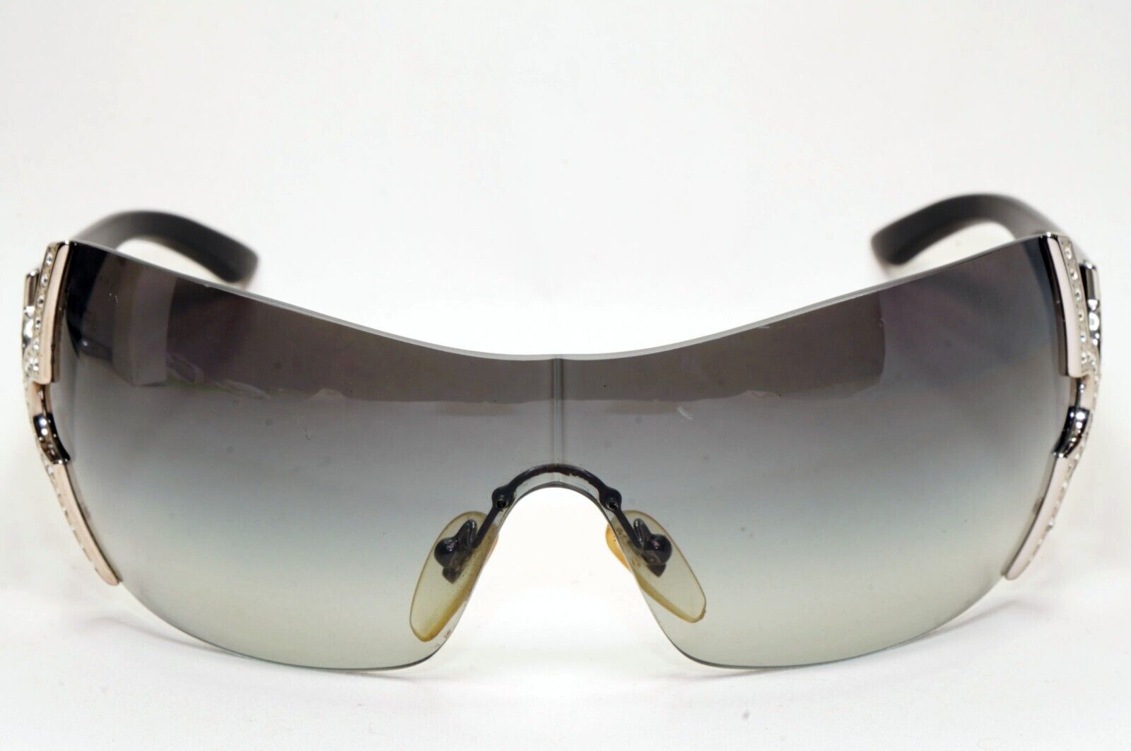 Bvlgari Sunglasses 2008 Vintage Large Shield Black Silver 651-B 939/8G 021124