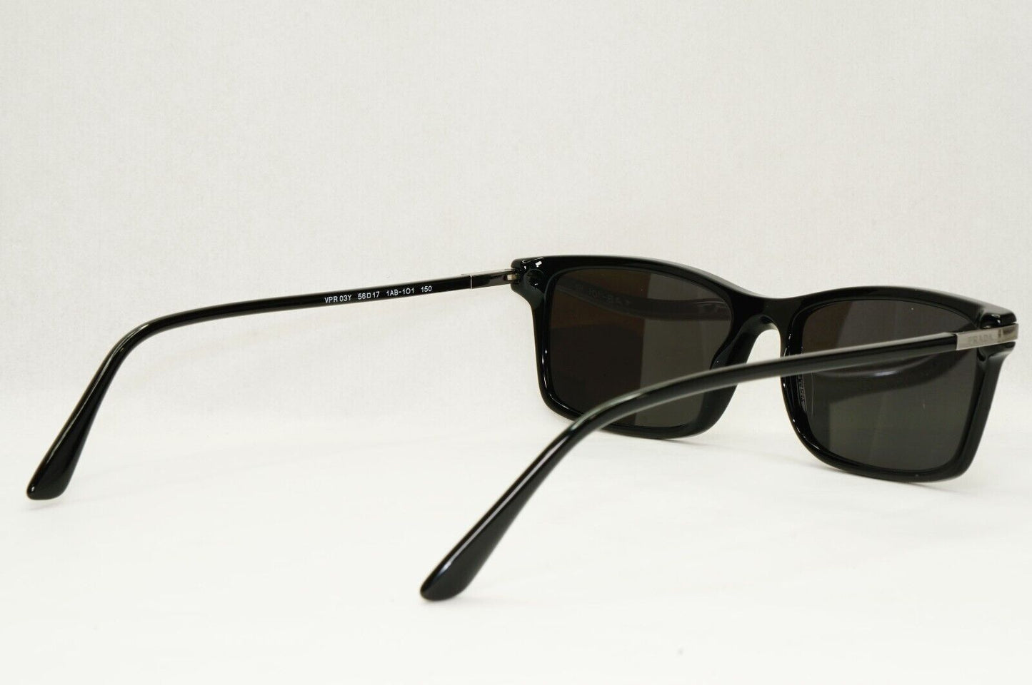 Prada Sunglasses Black Square Glossy Fashion PR03YV VPR 03Y 1AB-1O1 56mm