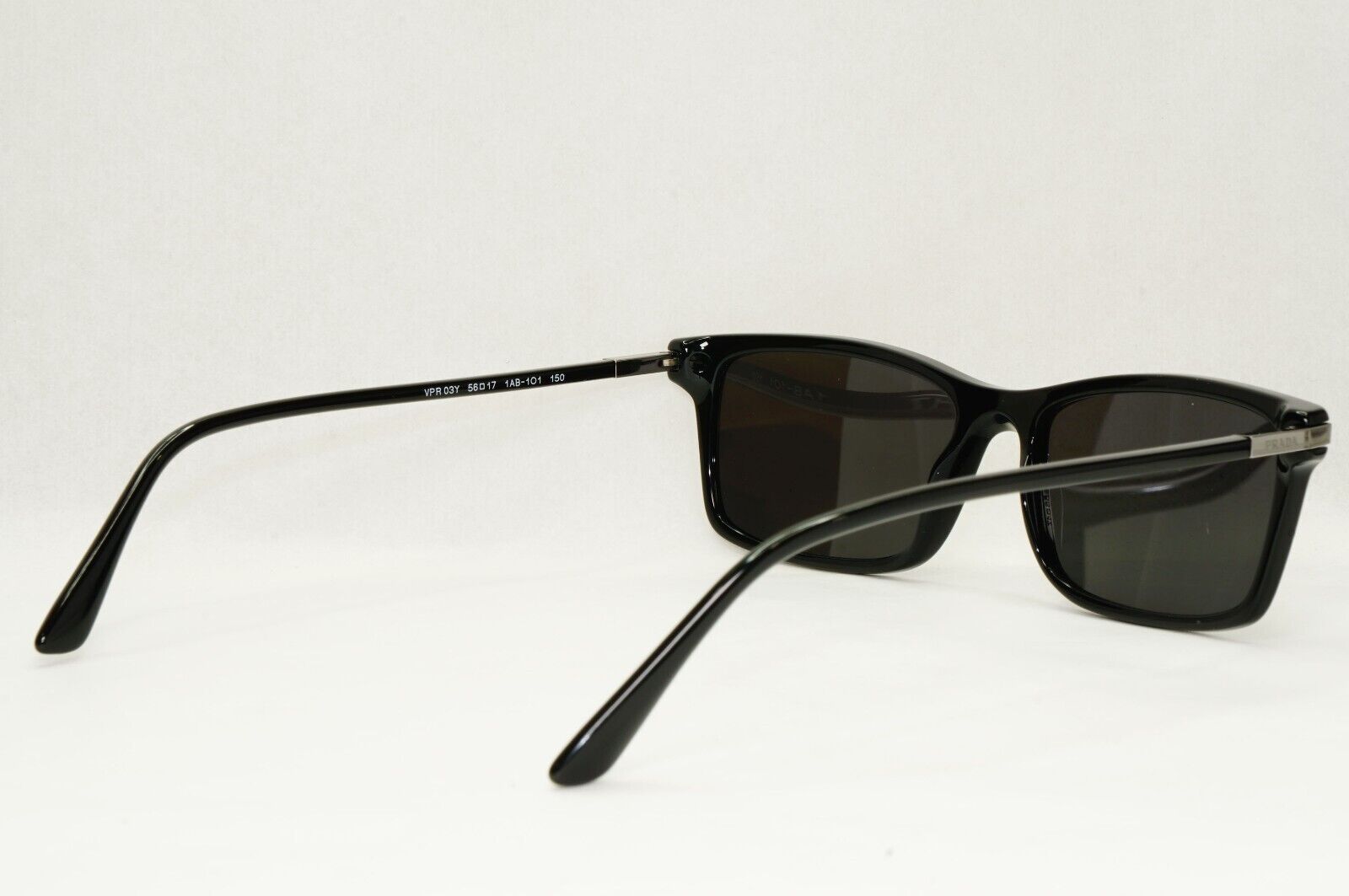 Prada Sunglasses Black Square Glossy Fashion PR03YV VPR 03Y 1AB-1O1 56mm