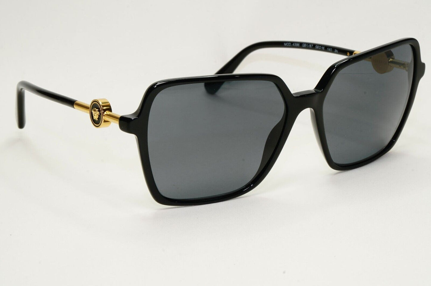 Versace Sunglasses Black Gold Medusa Square Dark Grey MOD VE 4396 GB1/87 58mm