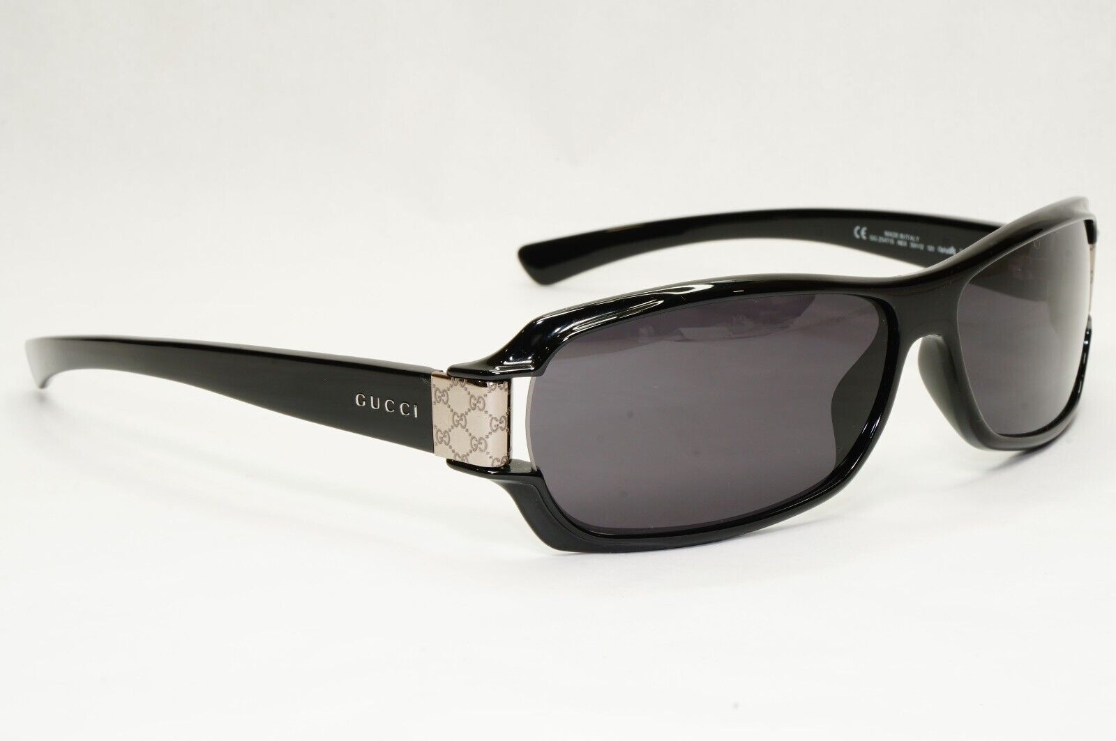 Gucci Sunglasses 1998 Vintage Black Silver Rectangle Unisex GG 2547/S NE8 051223