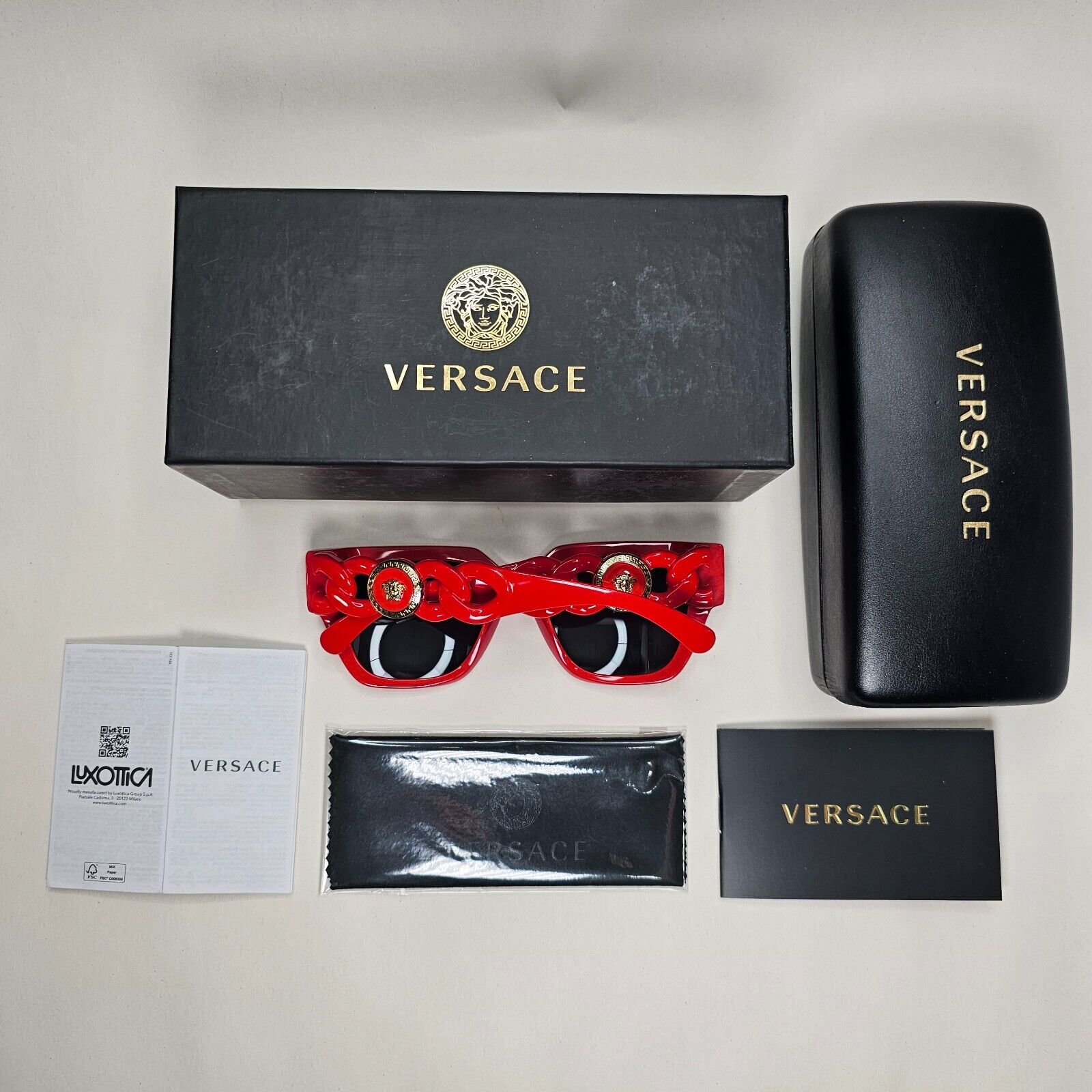 Versace Sunglasses Chain Red Gold Medusa Square MOD VE 4409 5065/87 53mm