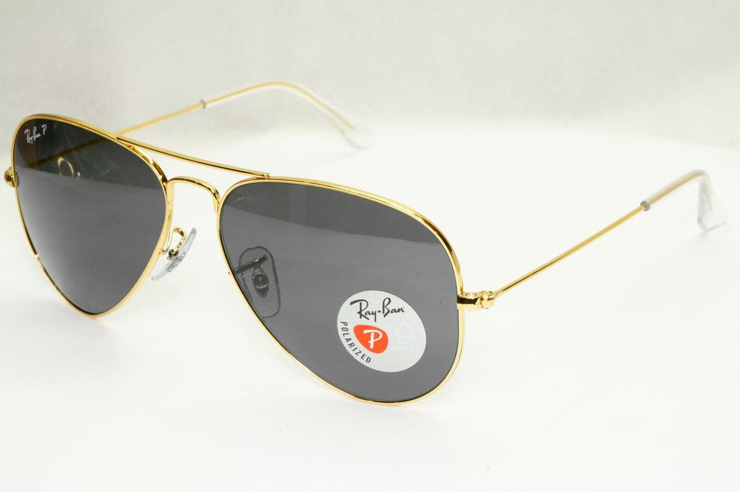 Ray-Ban Sunglasses Aviator Polarised Gold Black Metal Pilot RB 3025 9196/48 50mm