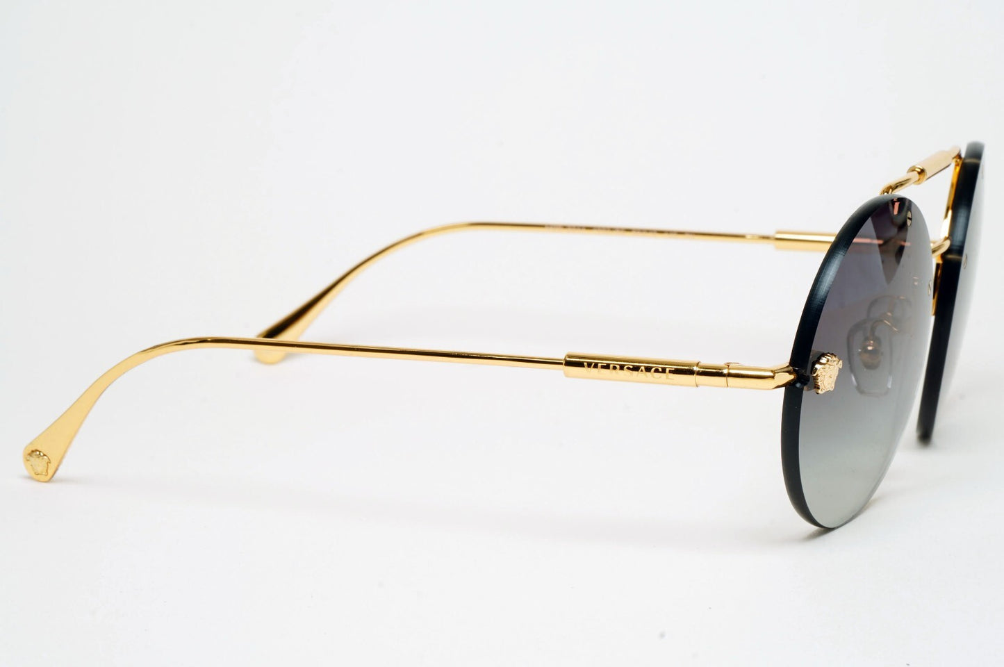 Versace Sunglasses Gold Medusa Grey Rimless Round MOD VE 2244 1002/8G
