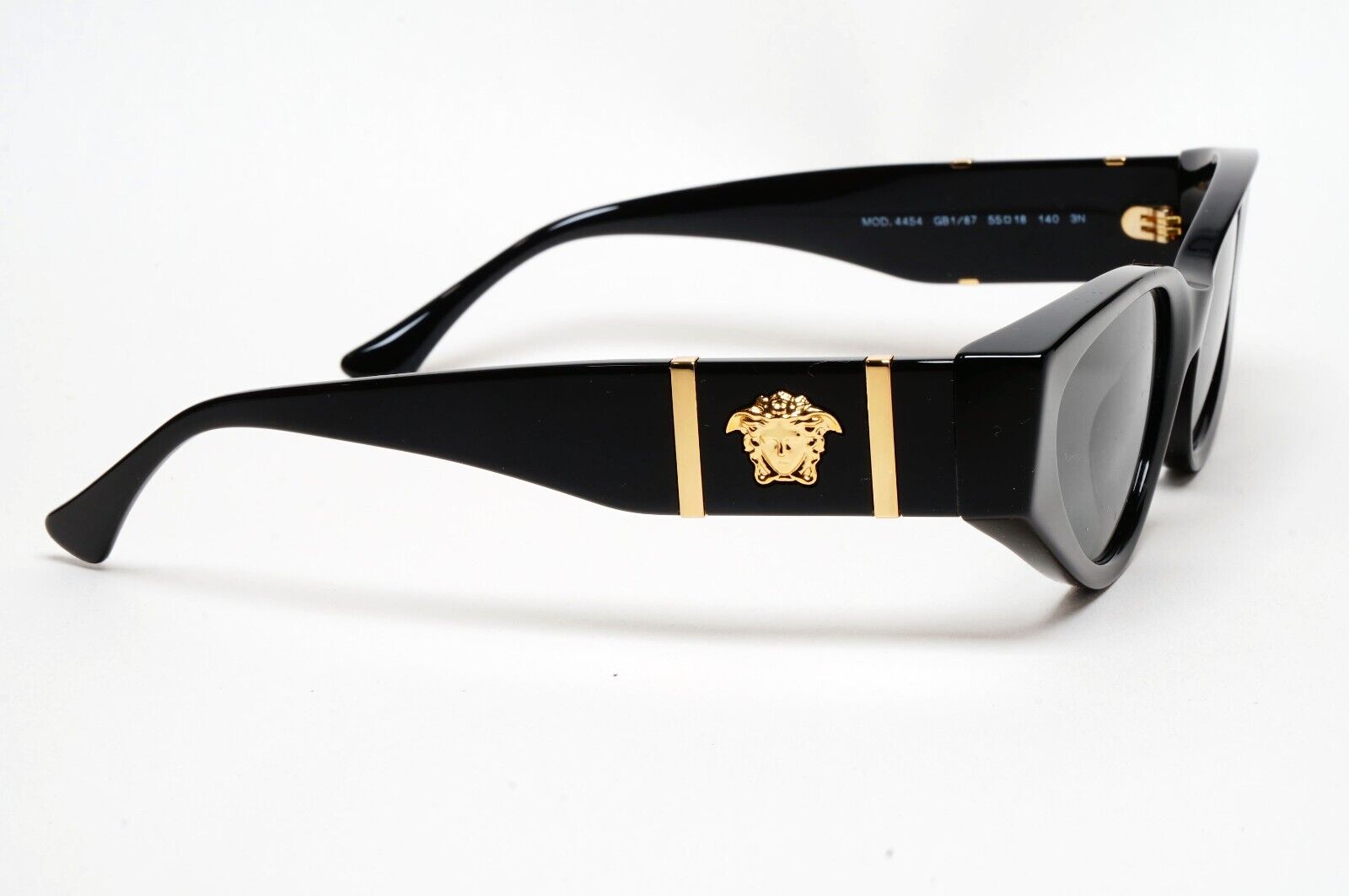Versace Sunglasses Black Rectangle Grey Gold Medusa MOD VE 4454 GB1/87